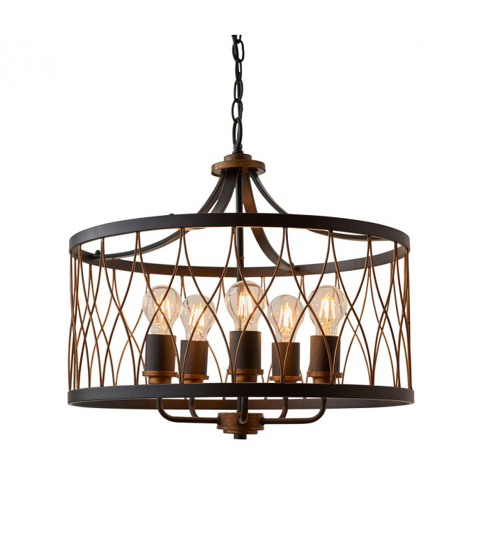 Heston 5 Light Cylindrical Ceiling Pendant Matt Black