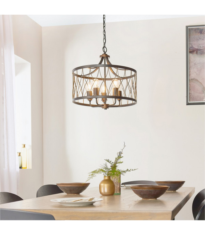 Heston 5 Light Cylindrical Ceiling Pendant Matt Black-1
