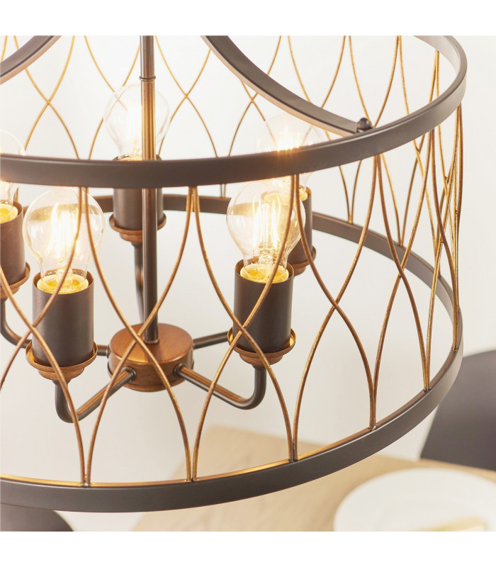 Heston 5 Light Cylindrical Ceiling Pendant Matt Black-4