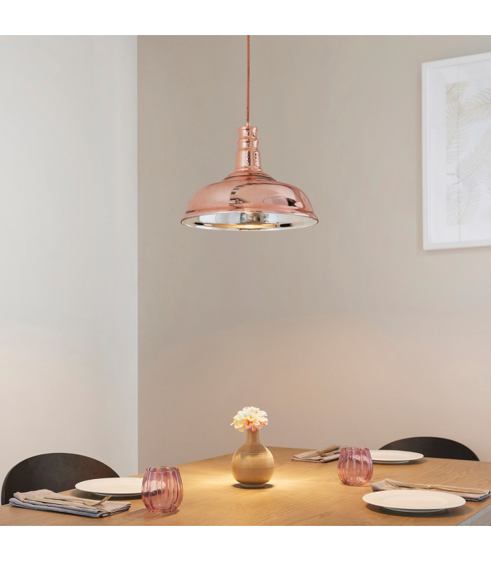 Jackman 1 Light Dome Ceiling Pendant Copper Plated Glass-1