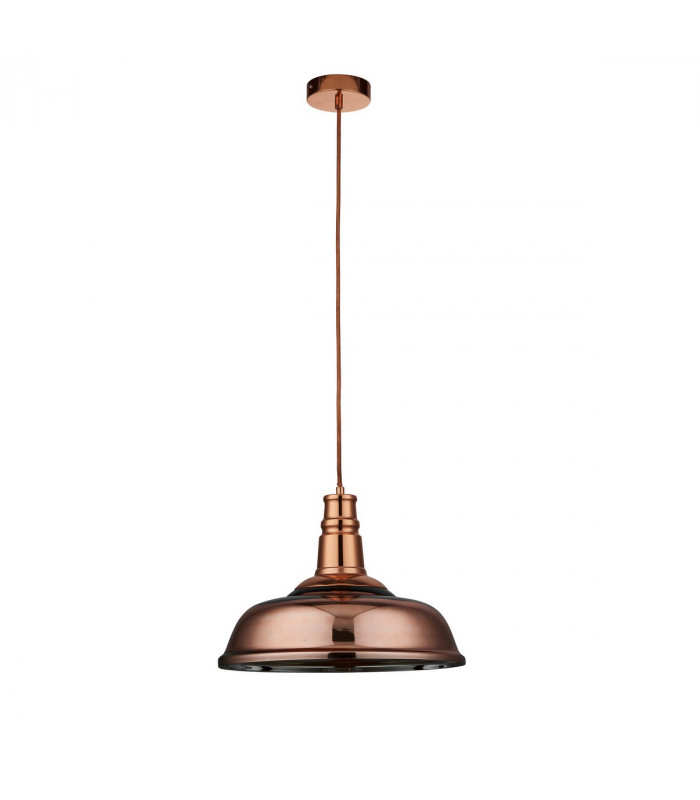 Jackman 1 Light Dome Ceiling Pendant Copper Plated Glass, E27