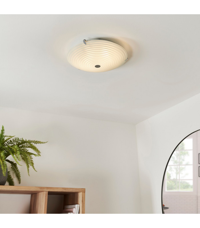 Roundel 2 Light Flush Ceiling Light Frosted White-2