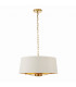 Harvey 3 Light Ceiling Pendant Satin Brushed Gold, Vintage White Silk Effect, E14