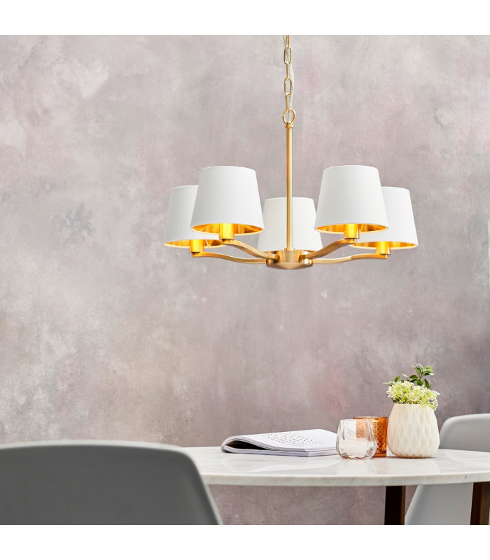Harvey 5 Light Multi Arm Ceiling Pendant Satin Brushed Gold-1