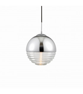 Paloma 1 Light Globe Ceiling Pendant Clear Ribbed Glass