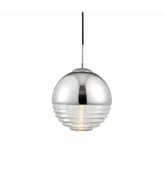 Paloma 1 Light Globe Ceiling Pendant Clear Ribbed Glass
