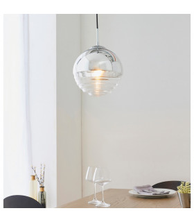 Paloma 1 Light Globe Ceiling Pendant Clear Ribbed Glass-1