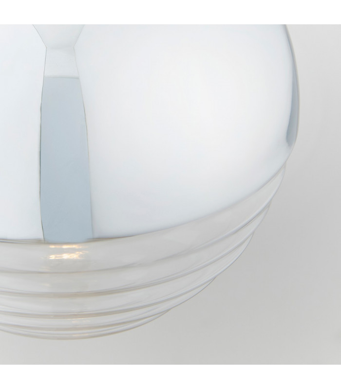Paloma 1 Light Globe Ceiling Pendant Clear Ribbed Glass-6