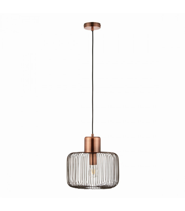 Nicola Cylindrical 1 Light Ceiling Wire Pendant Antique Copper, E27