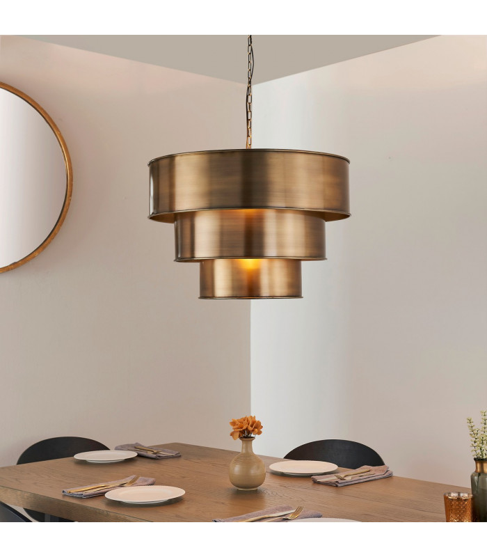 Morad 1 Light Cylindrical Ceiling Pendant Antique Brass-1
