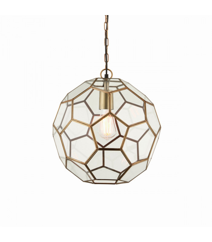 Miele 1 Light Spherical Ceiling Pendant Antique Brass