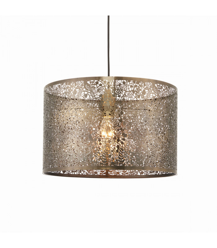 Secret Garden Floral Leaves Cylindrical Ceiling Pendant Light Antique Brass