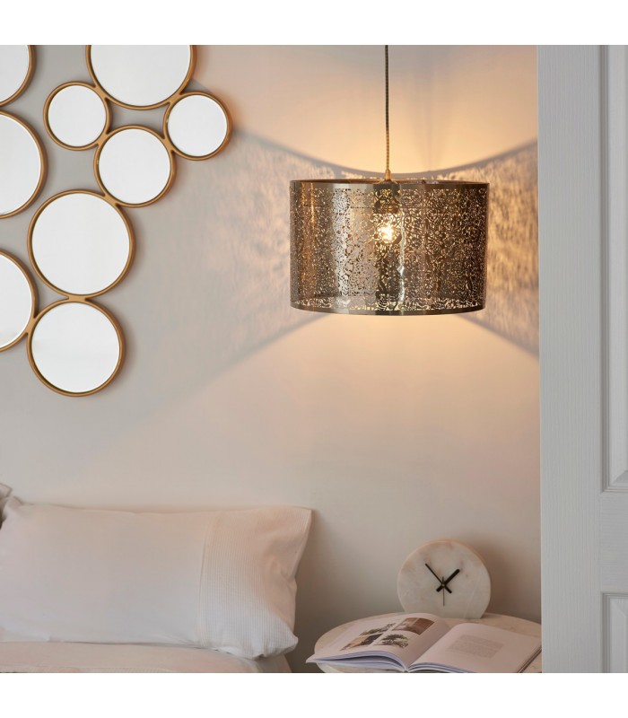 Secret Garden Floral Leaves Cylindrical Ceiling Pendant Light Antique Brass-4