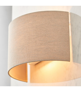 Obi 1 Light Up & Down Wall Light Natural Linen Fabric-1