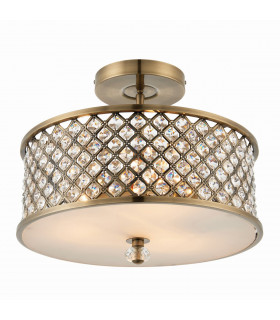 Hudson 3 Light Flush Ceiling Light Antique Brass