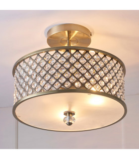 Hudson 3 Light Flush Ceiling Light Antique Brass-1