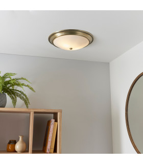 Atlas 2 Light Flush Ceiling Light Antique Brass-1
