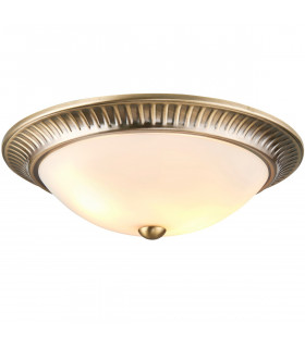 Brahm 2 Light Flush Ceiling Light Antique Brass