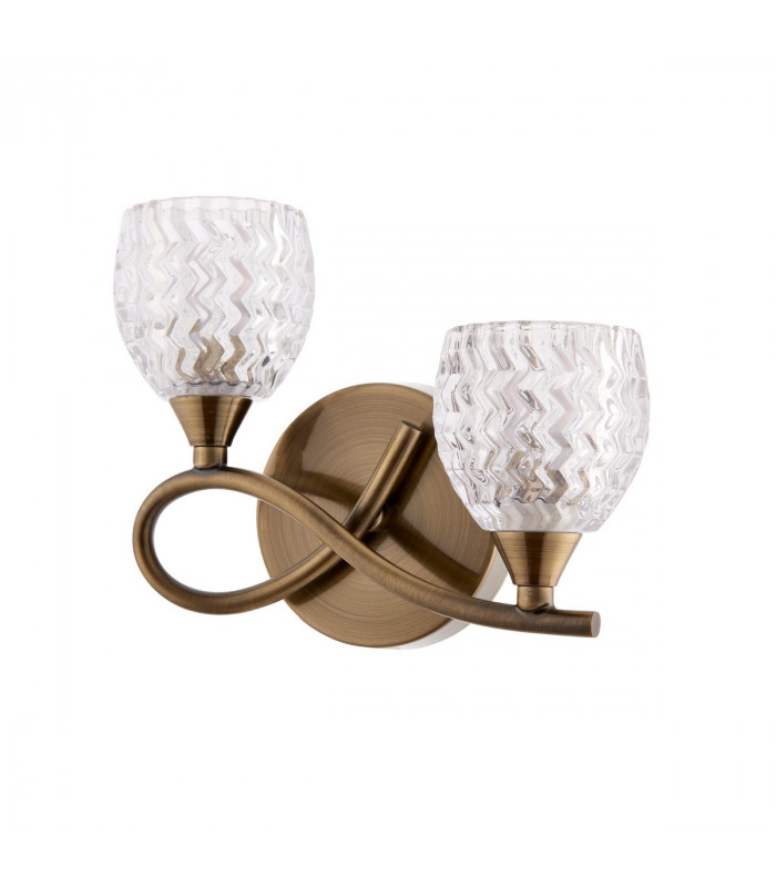 Boyer 2 Light Indoor Wall Light Antique Brass with Glass, G9