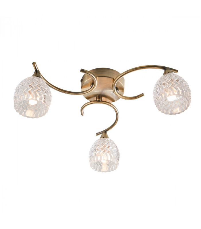 Boyer 3 Light Semi Flush Multi Arm Ceiling Light Antique Brass