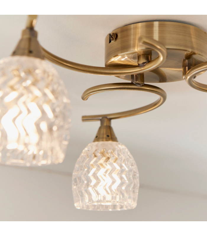Boyer 3 Light Semi Flush Multi Arm Ceiling Light Antique Brass-4