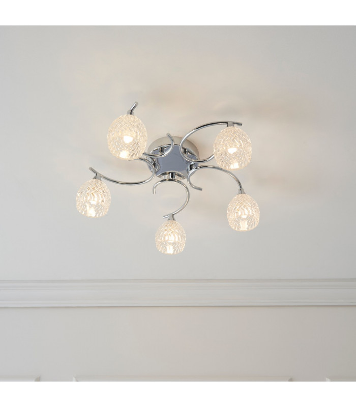 Boyer 5 Light Semi Flush Multi Arm Ceiling Light Chrome-1