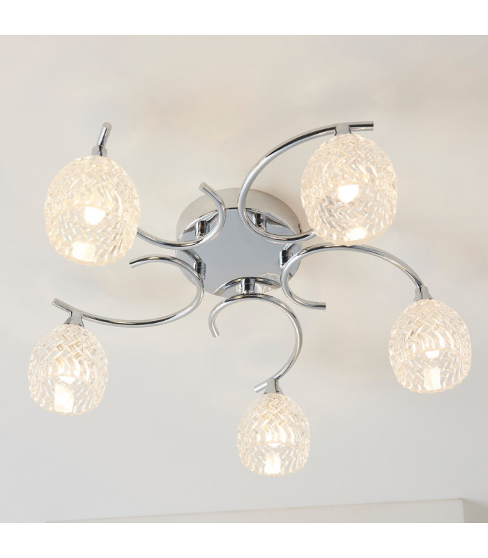 Boyer 5 Light Semi Flush Multi Arm Ceiling Light Chrome-3
