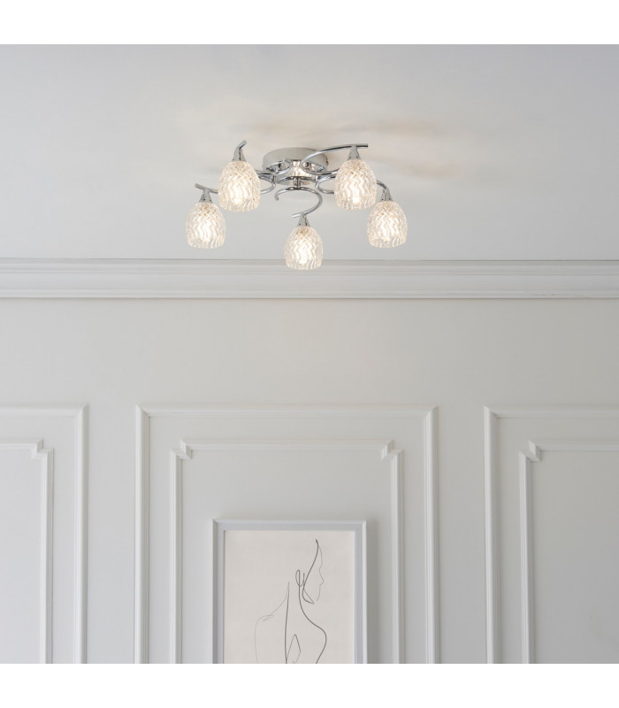 Boyer 5 Light Semi Flush Multi Arm Ceiling Light Chrome-4
