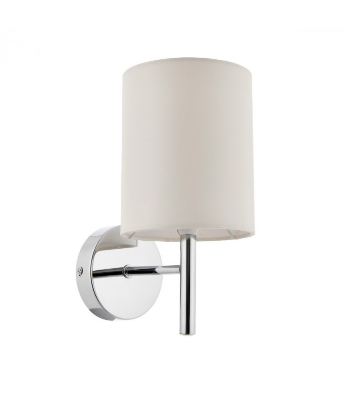 Brio 1 Light Indoor Wall Light Chrome, Off White Faux Silk, E14