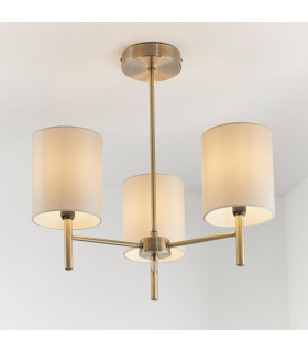 Brio 3 Light Semi Flush Multi Arm Ceiling Light Antique Brass-1