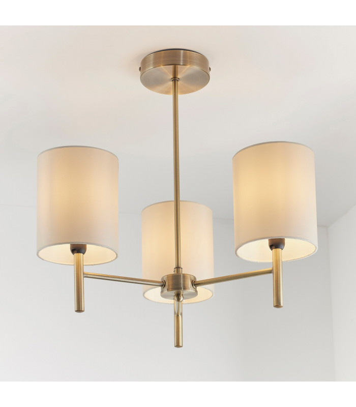 Brio 3 Light Semi Flush Multi Arm Ceiling Light Antique Brass-1