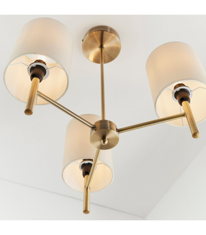 Brio 3 Light Semi Flush Multi Arm Ceiling Light Antique Brass-4