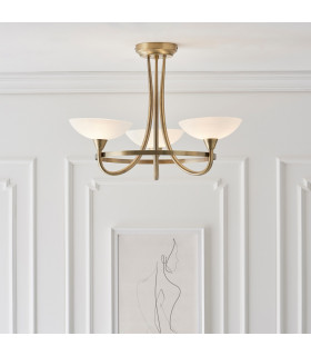 Cagney 3 Light Semi Flush Multi Arm Ceiling Light Antique Brass-1