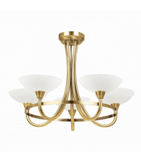 Cagney 5 Light Semi Flush Multi Arm Ceiling Light Antique Brass