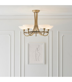Cagney 5 Light Semi Flush Multi Arm Ceiling Light Antique Brass-1