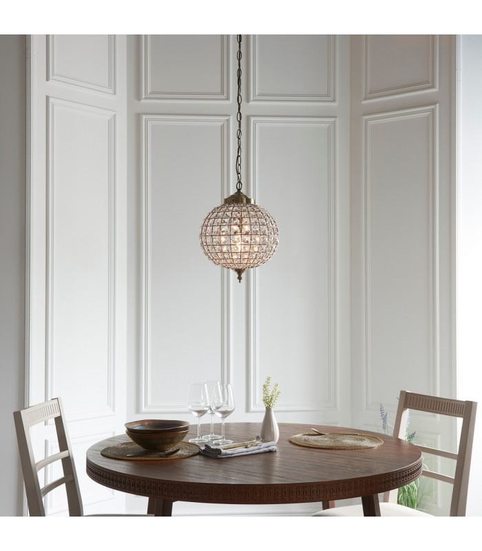 Tanaro 1 Light Ceiling Globe Pendant Antique Brass-3