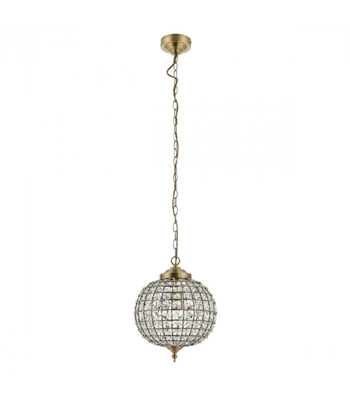 Tanaro 1 Light Ceiling Globe Pendant Antique Brass, Glass, E27