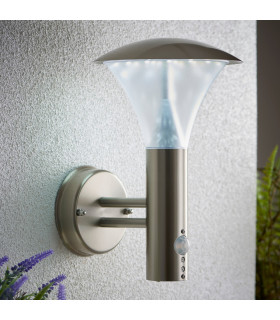 Francis PIR 1 Light Outdoor Wall Light Brushed Stainless Steel-1