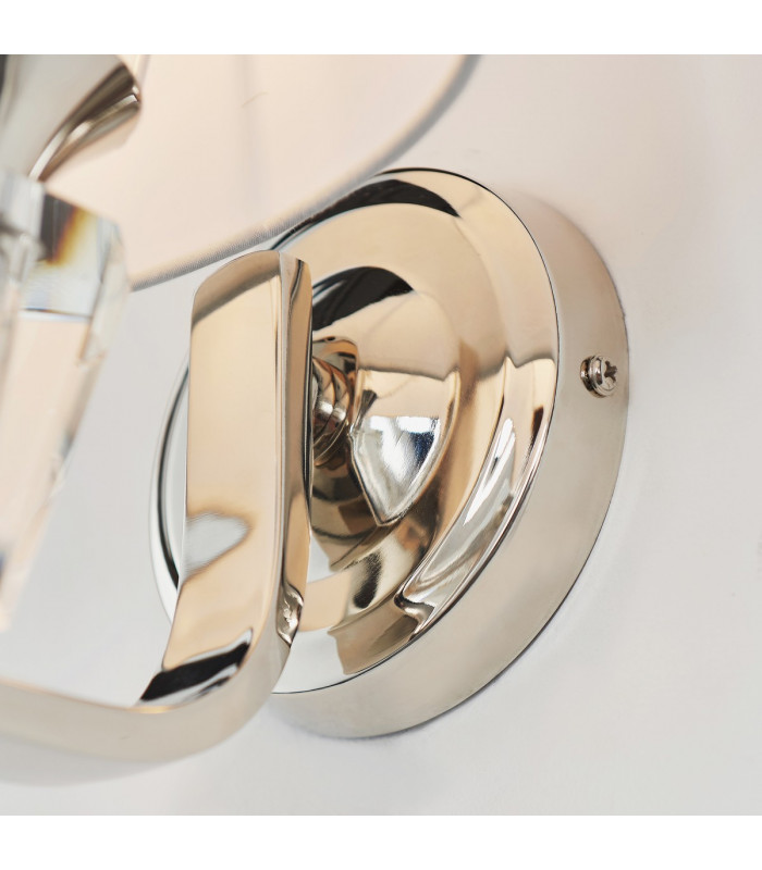 Fiennes 1 Light Indoor Wall Light Chrome, White Tc Fabric, E14