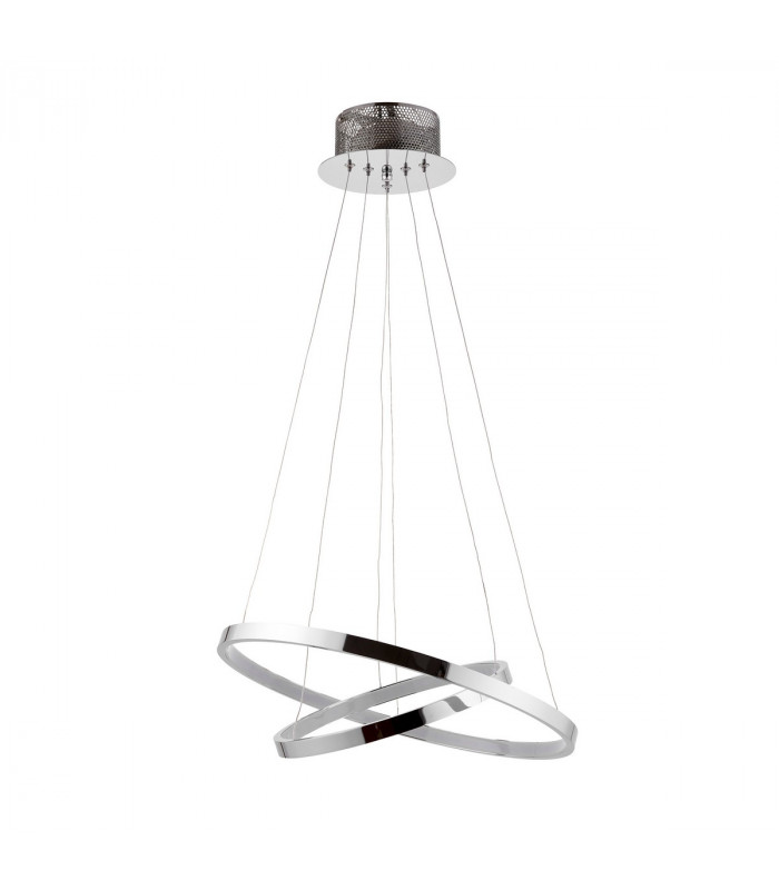 Kline Twin Ring Ceiling Pendant Light Chrome, Frosted Acrylic