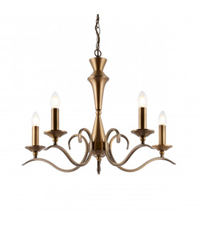 Kora 5 Light Multi Arm Ceiling Pendant Candle Antique Brass