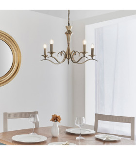 Kora 5 Light Multi Arm Ceiling Pendant Candle Antique Brass-1