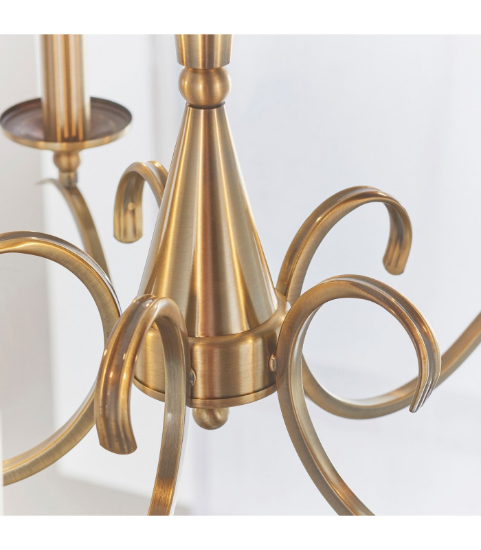 Kora 5 Light Multi Arm Ceiling Pendant Candle Antique Brass-4