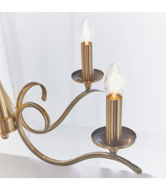Kora 5 Light Multi Arm Ceiling Pendant Candle Antique Brass-6