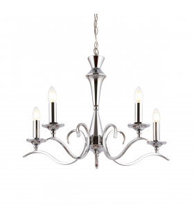 Kora 5 Light Multi Arm Ceiling Pendant Candle Chrome