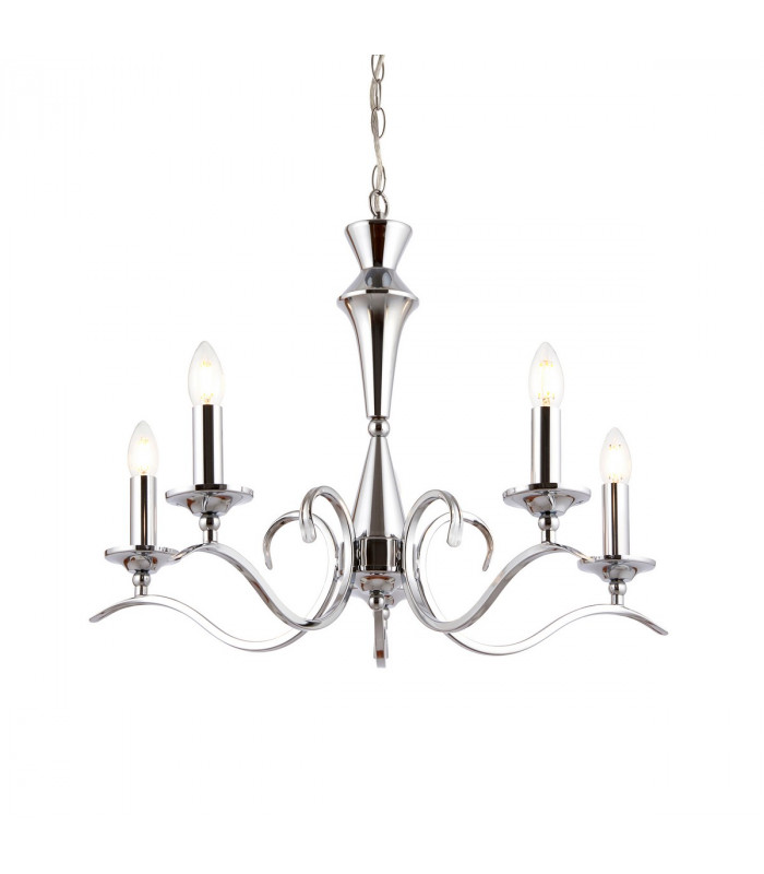 Kora 5 Light Multi Arm Ceiling Pendant Candle Chrome