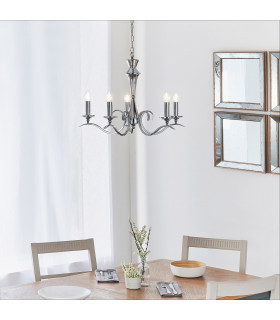Kora 5 Light Multi Arm Ceiling Pendant Candle Chrome-1