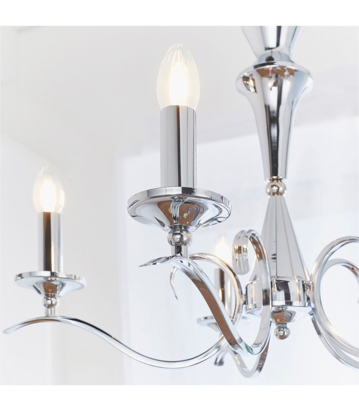 Kora 5 Light Multi Arm Ceiling Pendant Candle Chrome-4