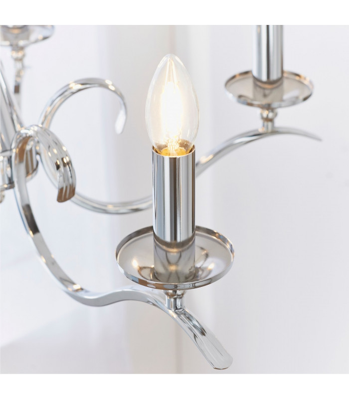 Kora 5 Light Multi Arm Ceiling Pendant Candle Chrome-5