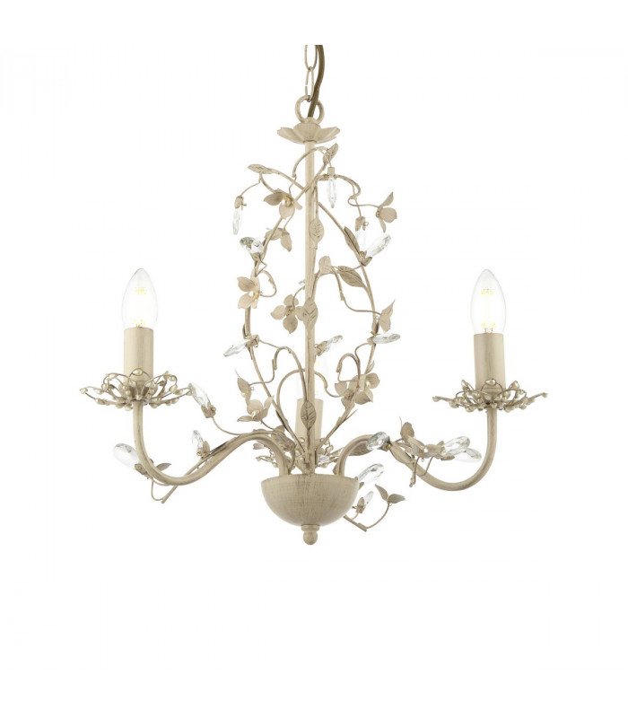 Lullaby 3 Light Multi Arm Ceiling Pendant Flower Design Cream Brushed Gold